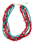 Turquoise and Coral Toursade Necklace
