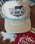 Turquoise and Faux Pearl Trucker Hat Chain