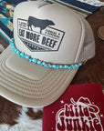 Turquoise and Faux Pearl Trucker Hat Chain