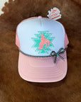 Turquoise and Pearl Bow Trucker Hat Chain