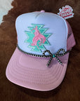 Turquoise and Pearl Bow Trucker Hat Chain