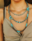 Turquoise and Silver Pearl Layered Necklace