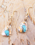 Turquoise and Spiny Oyster Matrix and Bronze Earrings