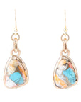 Turquoise and Spiny Oyster Matrix and Bronze Earrings