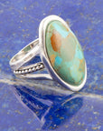 Blue Turquoise and Sterling Silver Oval Ring