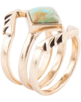Aztec Blue Turquoise Golden Ring Set