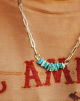 Turquoise Chips Paperclip Chain Necklace