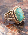 Blue Turquoise and Golden Cocktail Ring