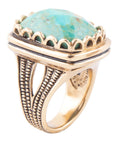 Blue Turquoise and Golden Cocktail Ring