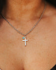Turquoise Cross Pendant Chain Necklace