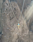 Turquoise Cross Pendant Chain Necklace