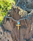 Turquoise Cross Pendant Chain Necklace