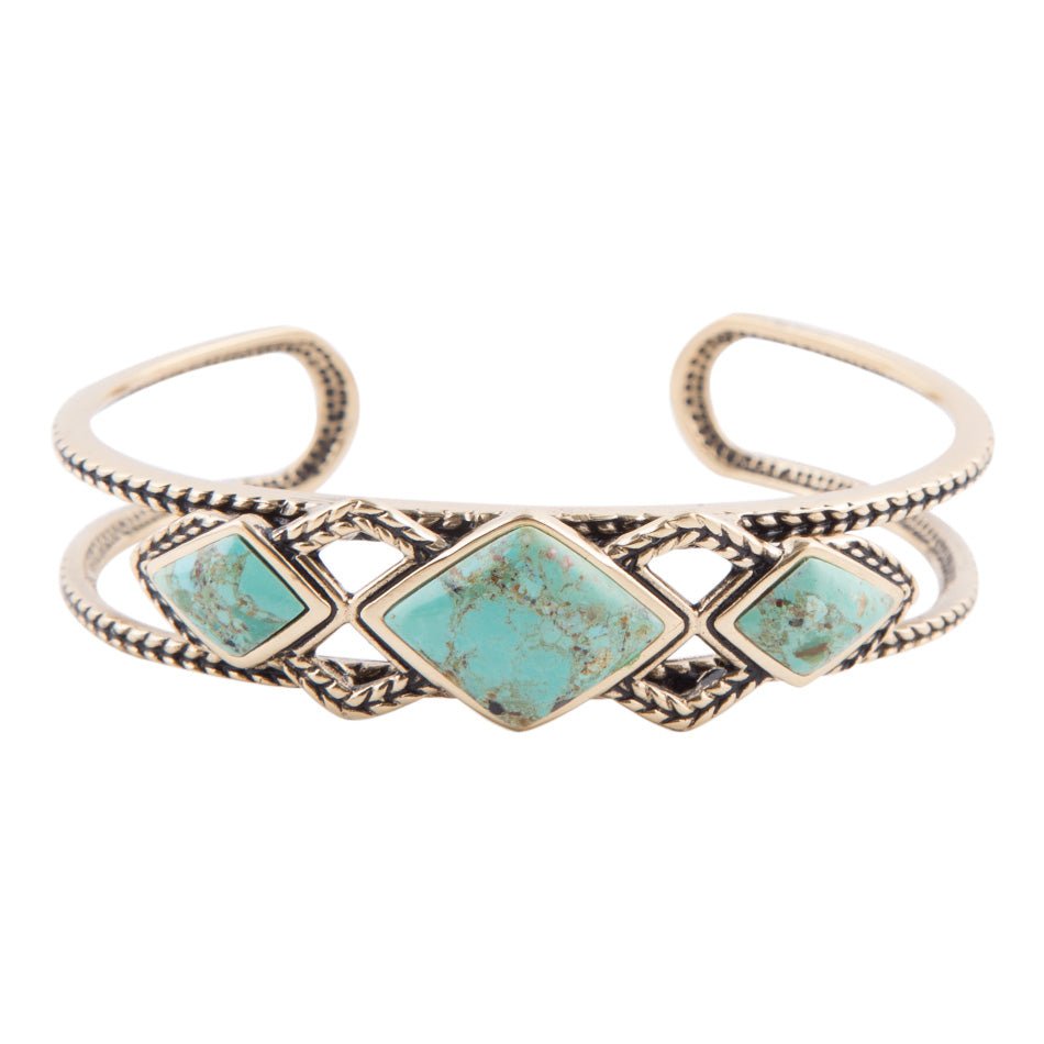 Blue Turquoise and Golden Cuff Bracelet