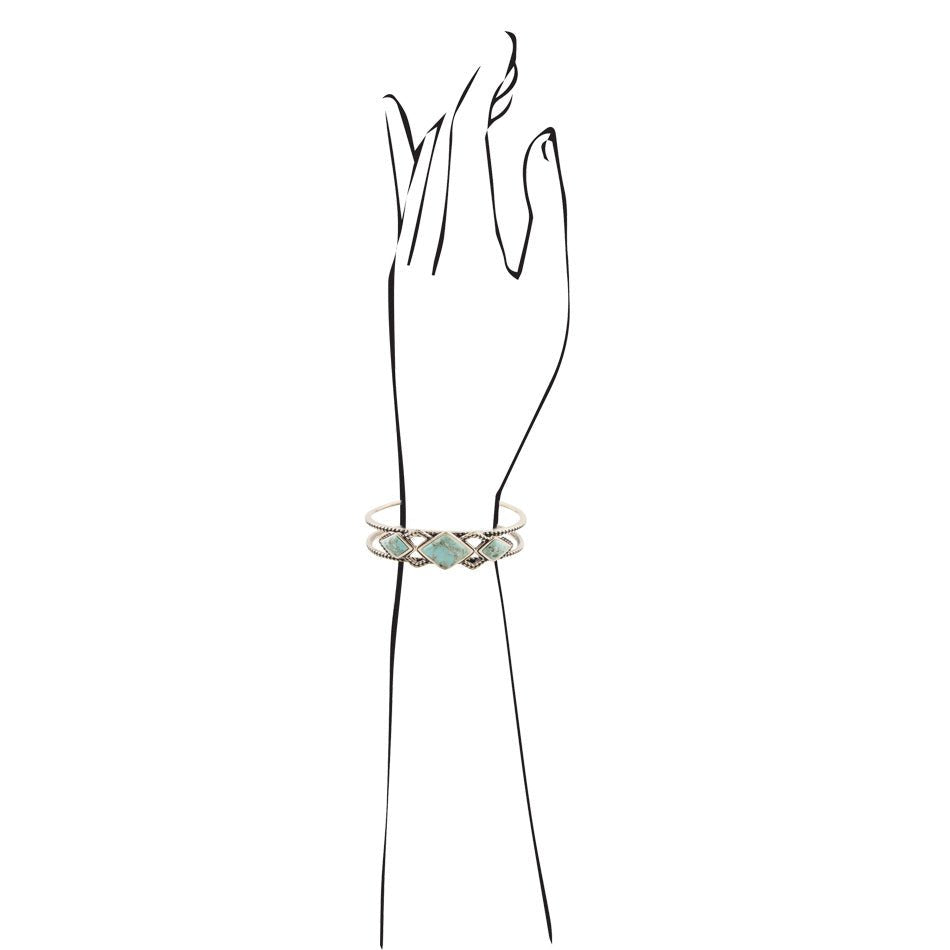 Blue Turquoise and Golden Cuff Bracelet