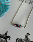 Turquoise Dahlia and Silver Beads Chain Necklace