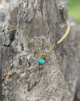 Turquoise Heart Gold Chain Necklace