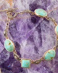 Luxurious Blue Turquoise Golden Link Toggle Bracelet