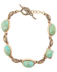 Luxurious Blue Turquoise Golden Link Toggle Bracelet