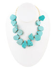 Turquoise Magnesite Slab Golden Necklace