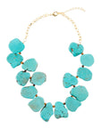 Turquoise Magnesite Slab Golden Necklace
