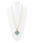 Blue Turquoise Maltese Golden Cross Pendant