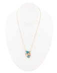 Blue Turquoise Matrix Golden Necklace