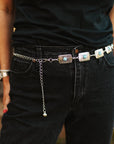 Turquoise Rectangle Concho Chain Belt