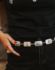 Turquoise Rectangle Concho Chain Belt