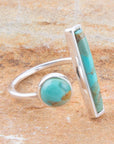 Blue Turquoise Size Adjustable Sterling Silver Ring