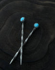 Turquoise Sterling Silver Cowboy Toothpick - Hat Pin