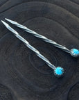 Turquoise Sterling Silver Cowboy Toothpick - Hat Pin