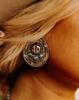 Turquoise Stone Cowgirl Hat Stud Earrings