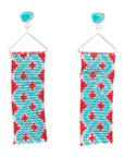 Turquoise Woven Seed Bead Earrings