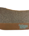Chocolate Grey 100% Compressed Rounded Wool Pad- Turquoise Stitching