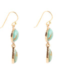Two Blue Turquoise Golden Drop Earrings