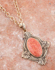 Valerie Orange Sponge Coral and Golden Pendant Necklace