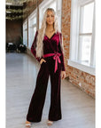 Red Velvet Keyhole Jumpsuit -clearance