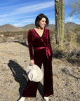 Red Velvet Keyhole Jumpsuit -clearance