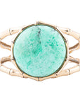 Vibrant Green Chrysoprase Golden Bamboo Statement Cuff Bracelet