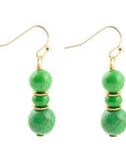 Vibrant Green Magnesite Golden Drop Earrings