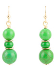Vibrant Green Magnesite Golden Drop Earrings