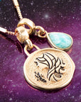 Virgo - Zodiac Blue Amazonite Golden Charm Necklace