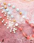 Watermelon Kiss Mint Jasper Golden Long Necklace