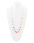 Watermelon Kiss Mint Jasper Golden Long Necklace