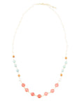Watermelon Kiss Mint Jasper Golden Long Necklace