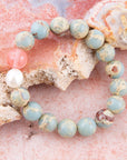Watermelon Kiss Mint Blue Jasper Stretch Bracelet