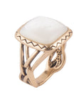 Wave of White Mother of Pearl Golden Ring