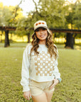 Western Checkers Raw Crop Graphic Sweatshirt
