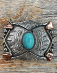Antique Silver & Copper Turquoise Concho W115S 1.25"