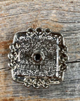 Antique Silver Square Concho with Gold Horse 1.5" W186L